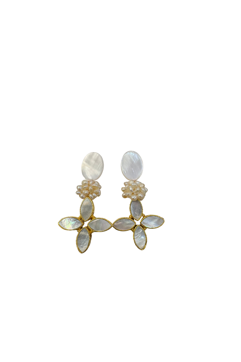 Mother of Pearl Leaves w/Pearl Clusters