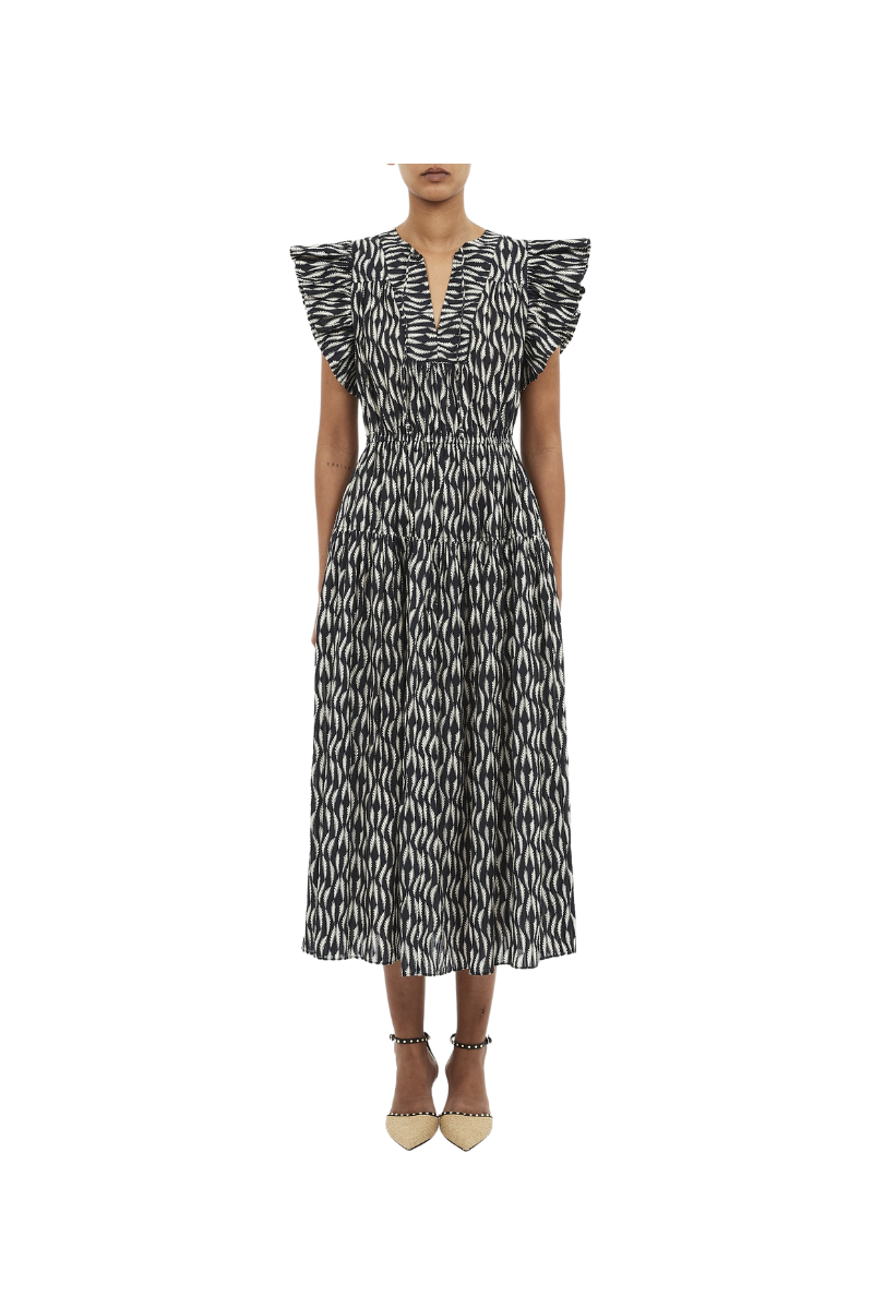 Kari Flutter Sleeve Midi Dress