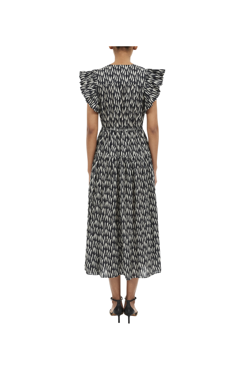 Kari Flutter Sleeve Midi Dress