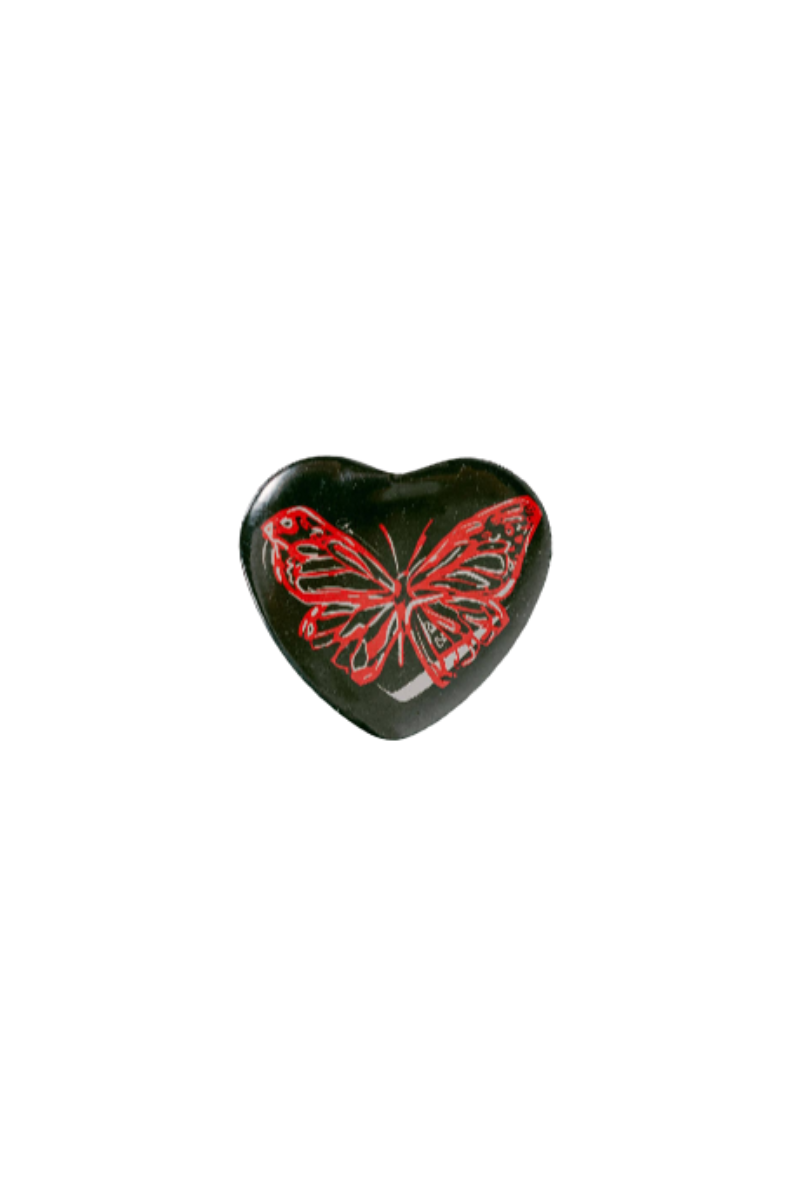 Red Butterfly Heart Button