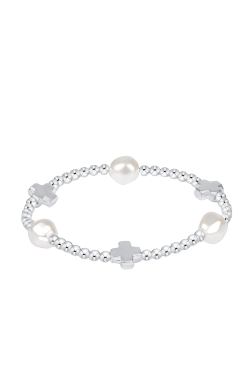Signature Cross Admire Pearl Bead Bracelet - Sterling