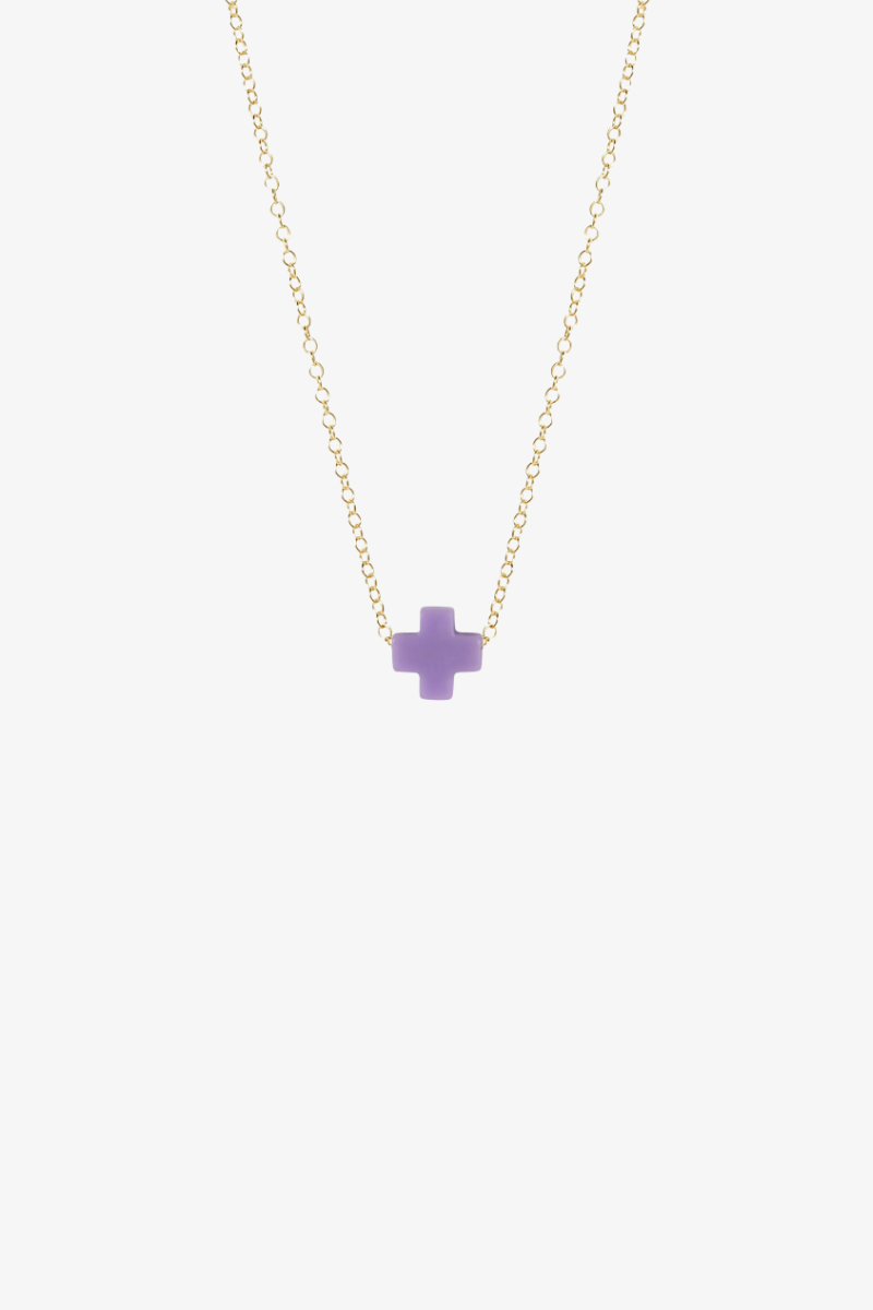 16" Necklace Gold - Signature Cross Purple