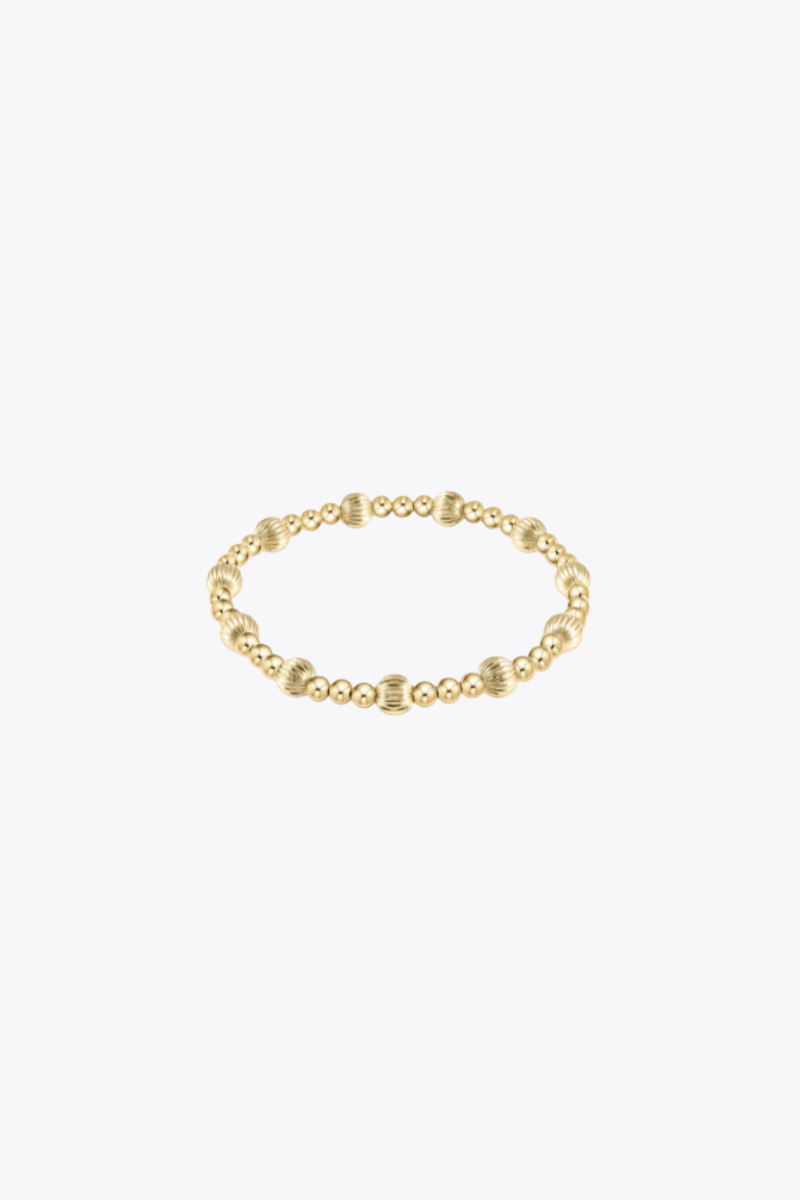 Dignity Sincerity Pattern 6mm Bead Bracelet - Gold