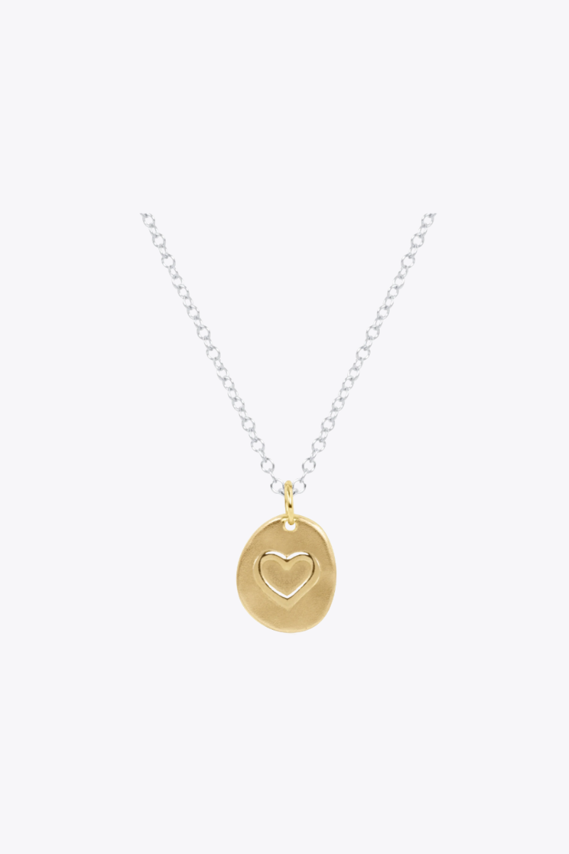 16" Necklace Sterling Mixed Metal - Inspire Love Small Gold Charm