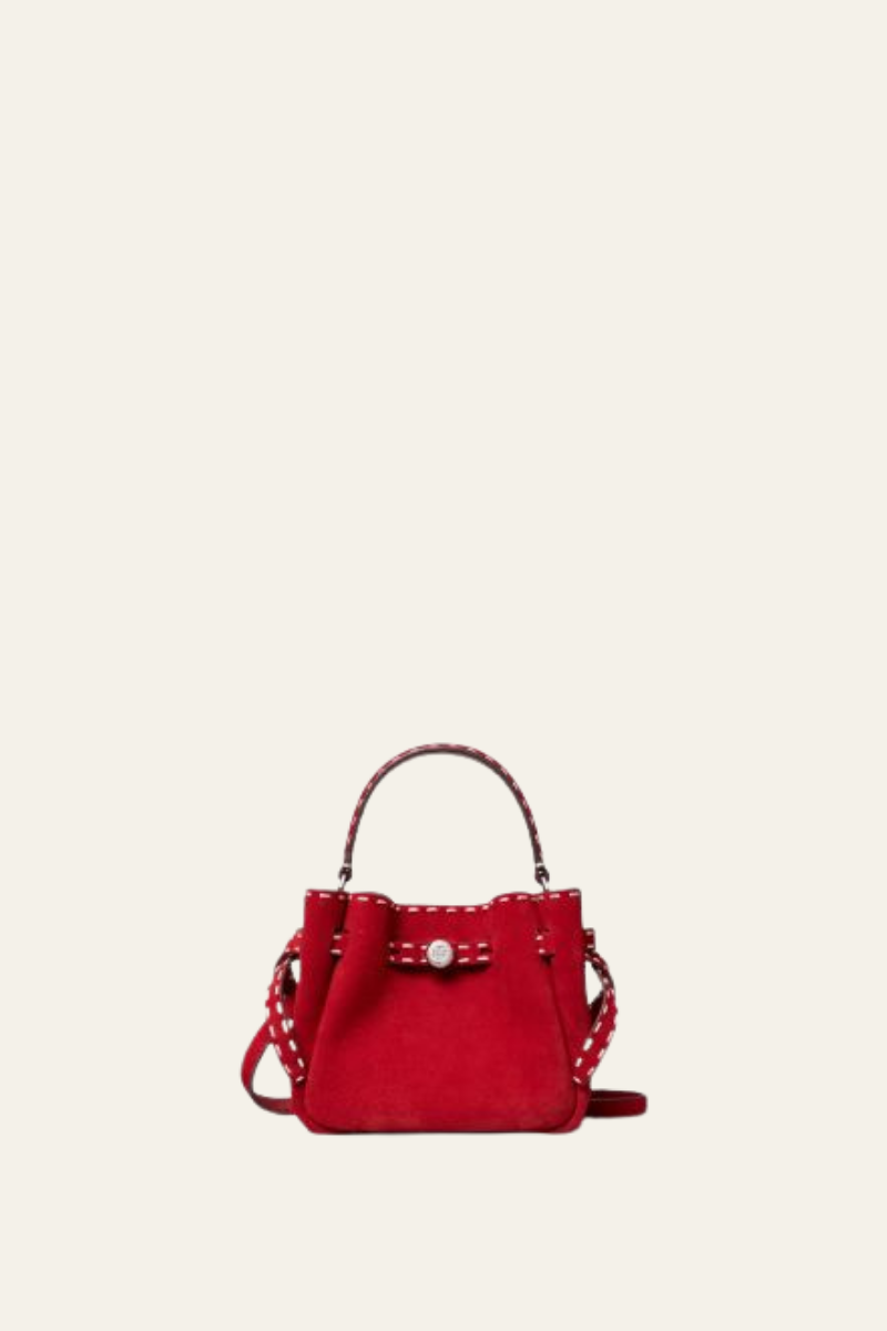 Romy Suede Pick Stitch Mini Bucket Bag