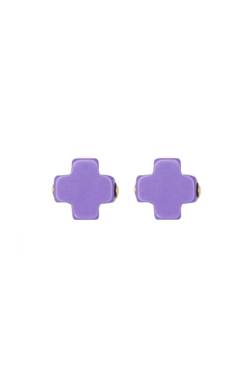 Signature Cross Stud - Purple