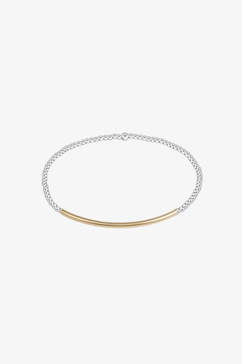 Classic Sterling Mixed Metal 2mm Bead Bracelet - Bliss Bar Gold