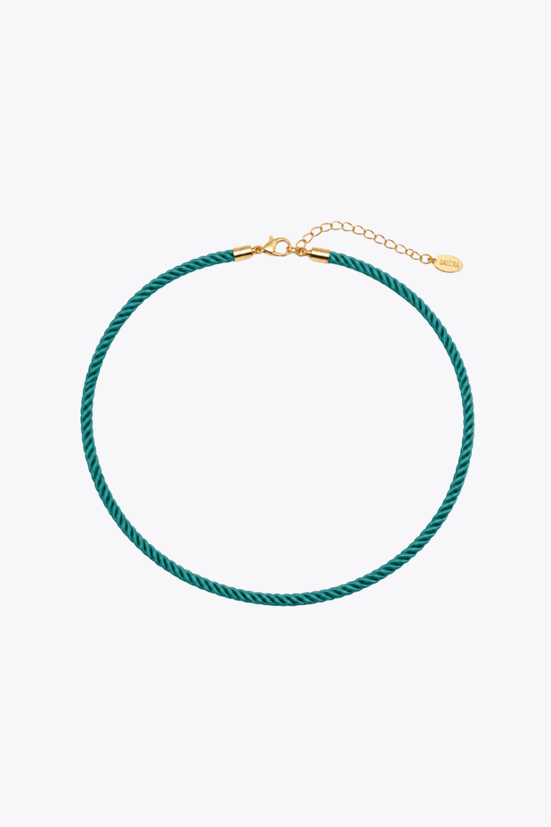 Teal Rope Cord Necklace