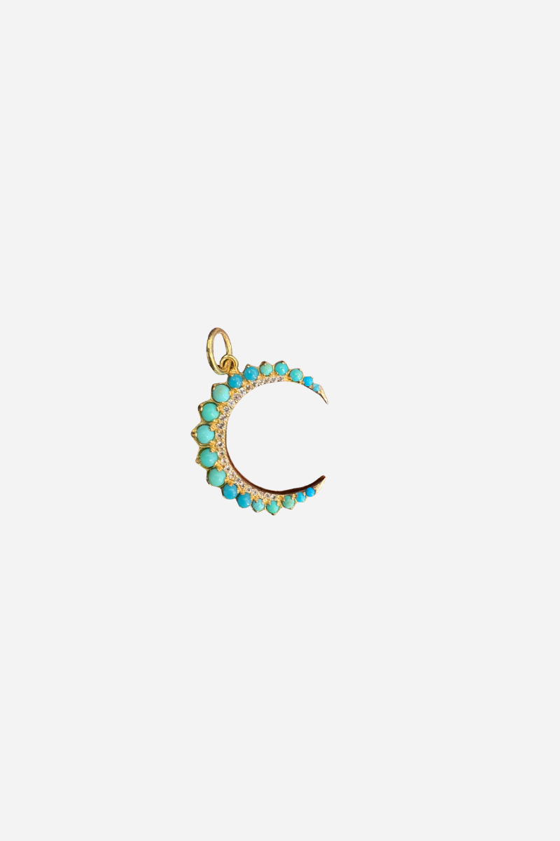 Turquoise + Topaz Crescent Pendant