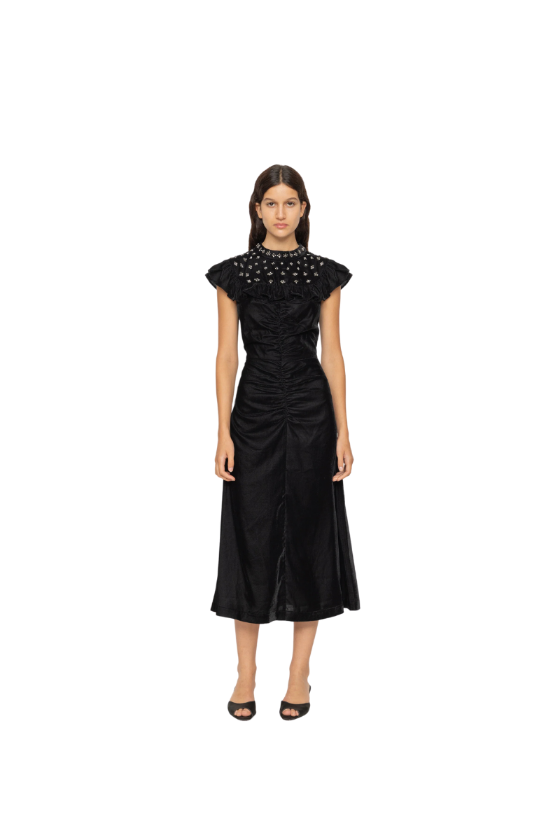 Caryl Beaded Velvet Dress