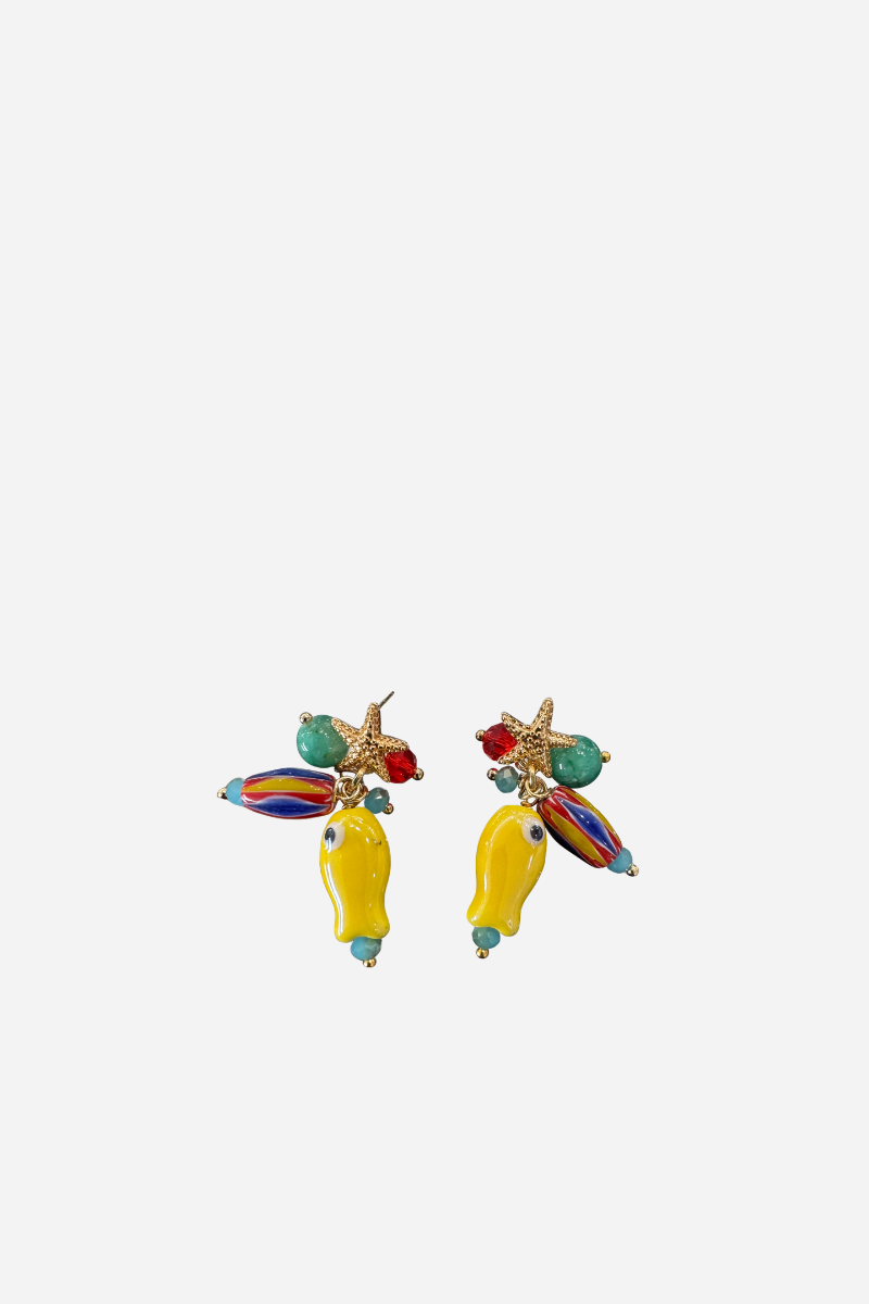 Ceramic Fish Charm Earrings