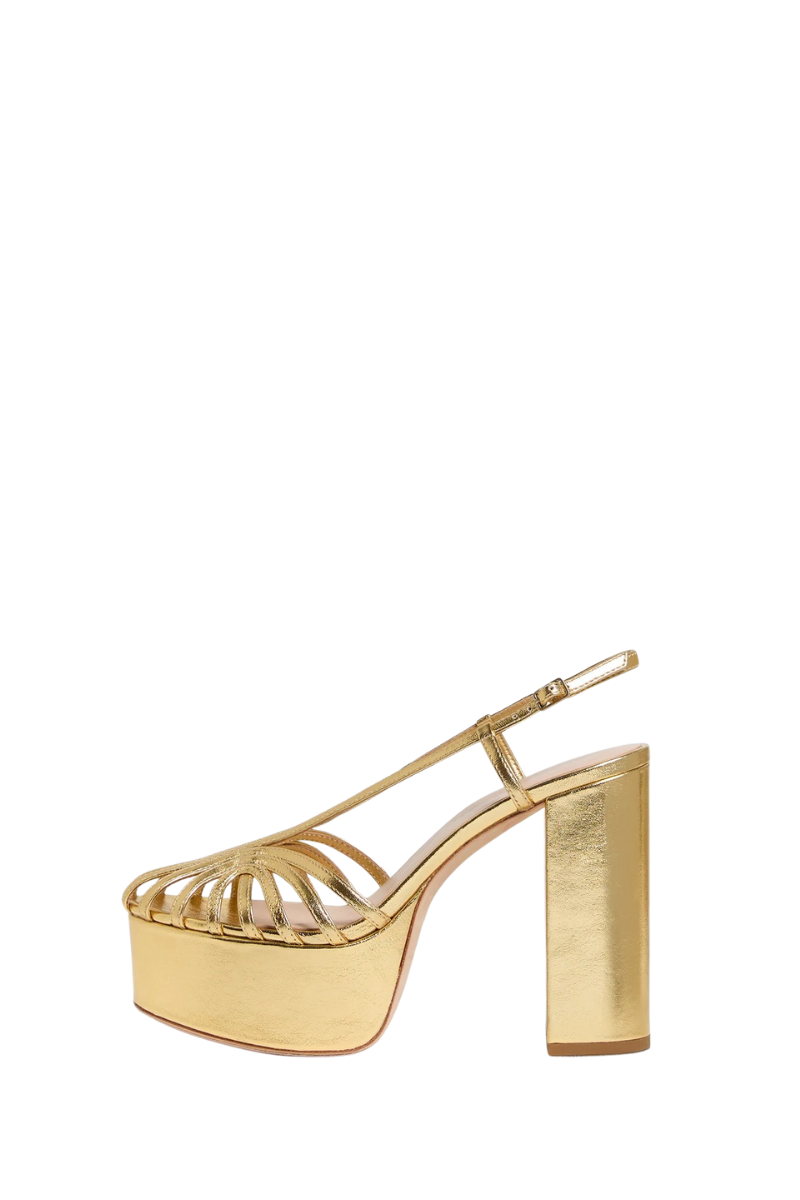 Isabella Gold Lattice Platform Sandal