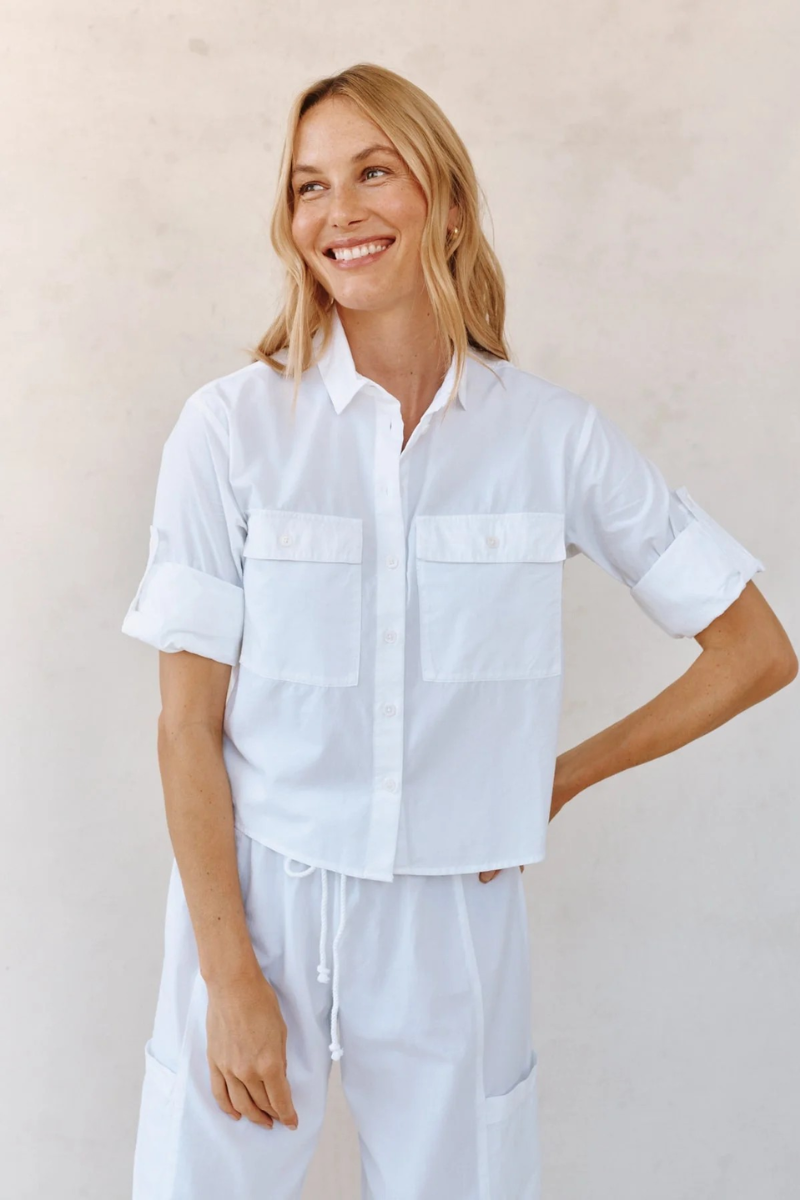 Long Sleeve Crop Utility Shirt