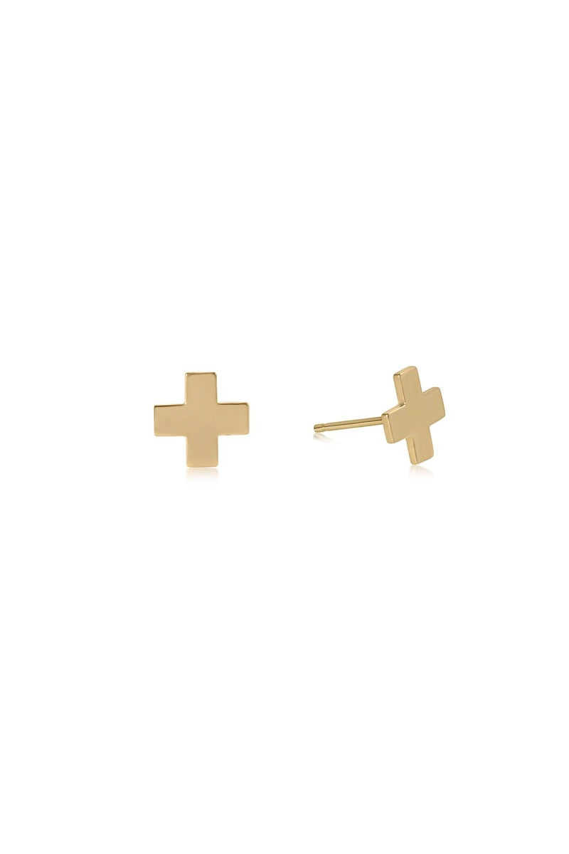 Signature Cross Small Gold Stud - Gold