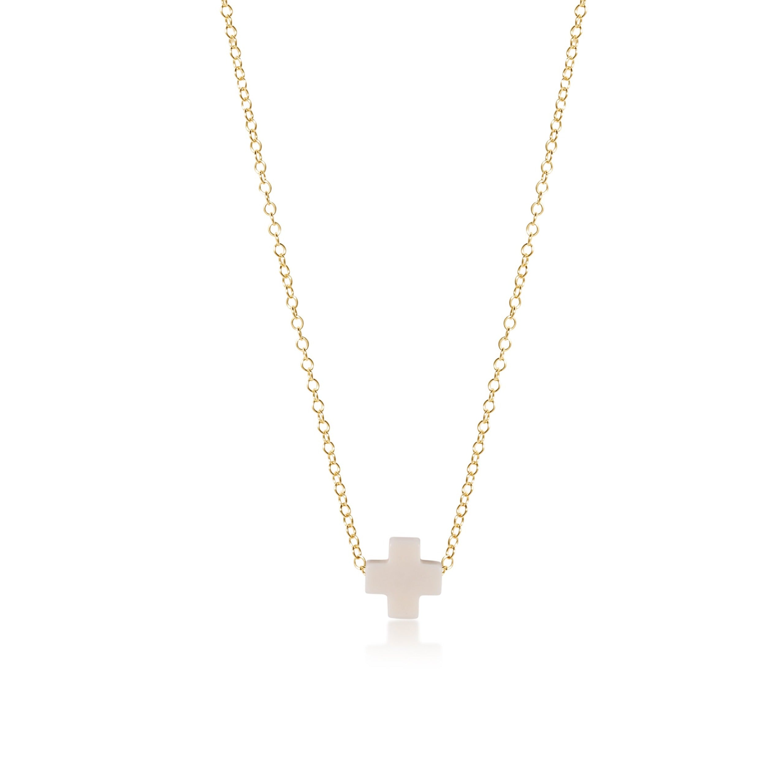 16" Necklace Gold - Signature Cross Onyx