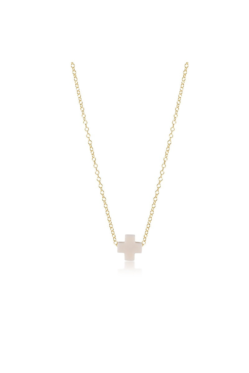16" Necklace Gold - Signature Cross Onyx