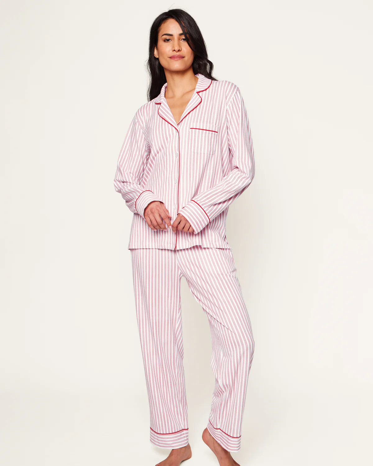 Women's Pima Pajama Set in Antique Red Ticking