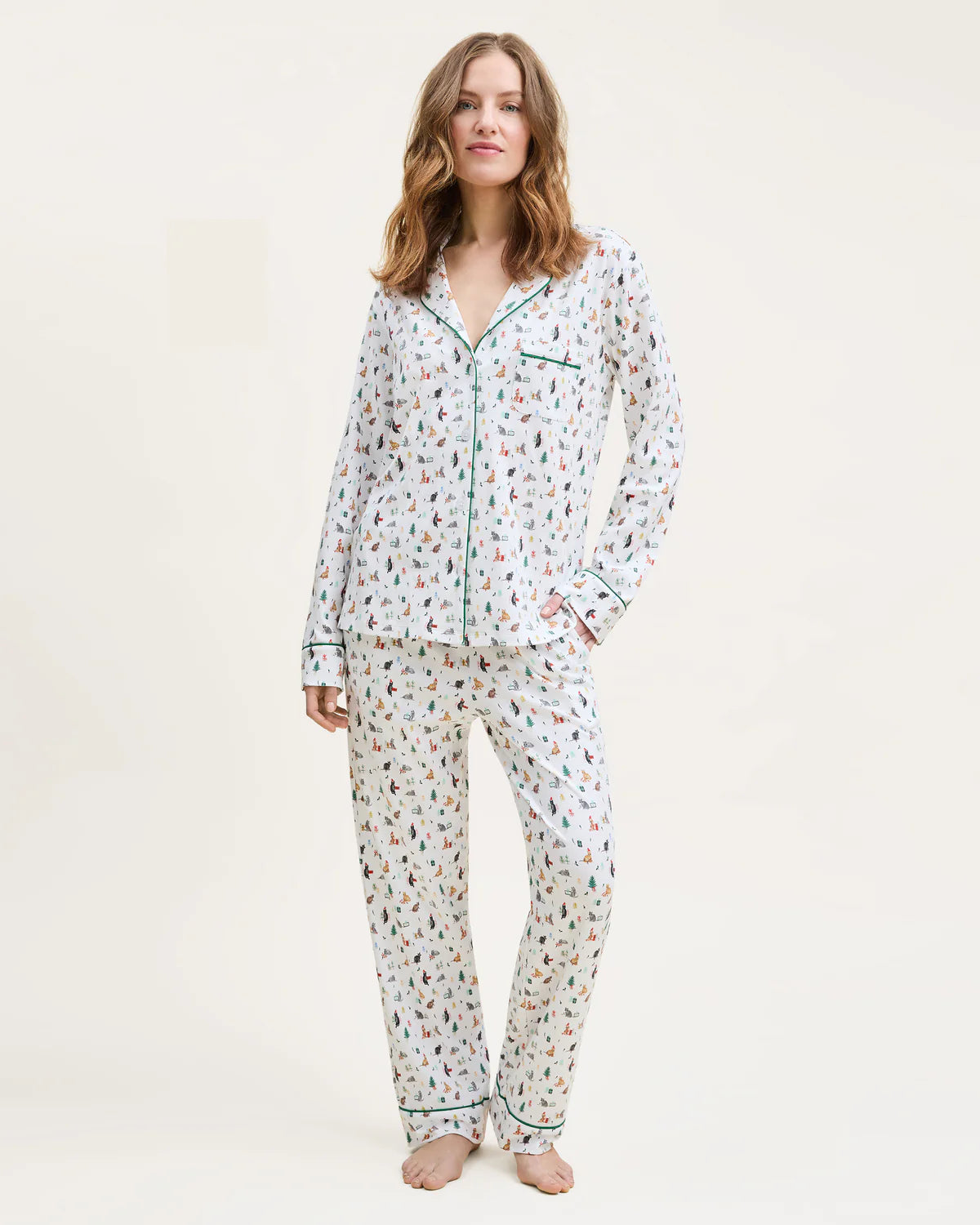 Women's Pima Pajama in Merry Meow