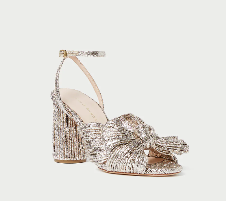 Camellia Pleated Knot Heeled Sandal