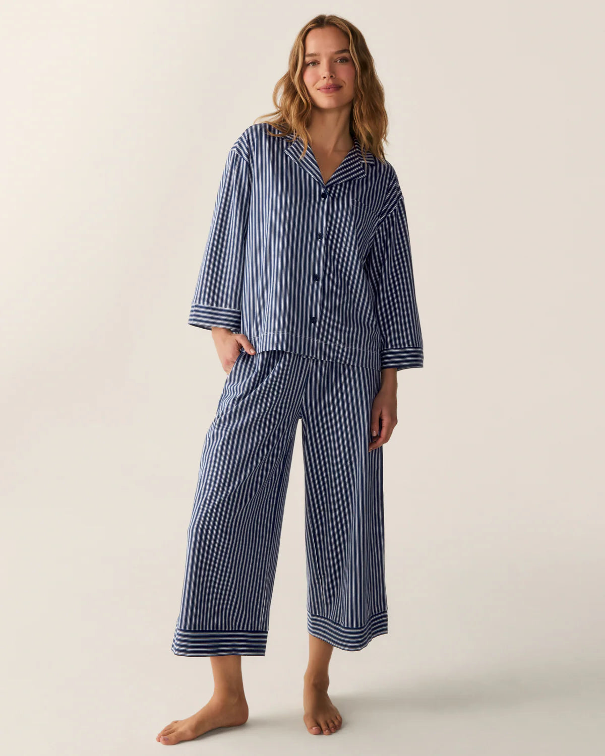 Women's Olivia Wide Leg Pajama in Admiral Ticking