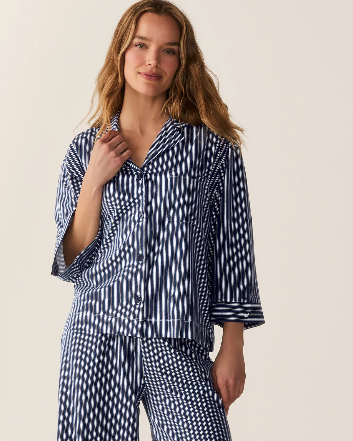 Women's Olivia Wide Leg Pajama in Admiral Ticking
