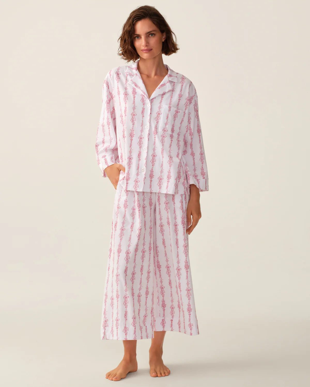 Women's Pima Olivia Wide Leg Pajama in Pink Mayfair Toile