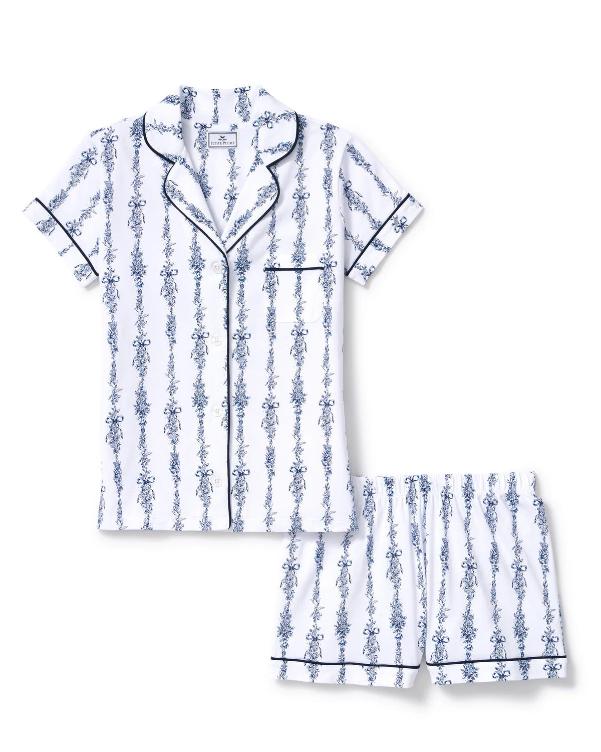 Women's Pima Shortie Set in Navy Mayfair Toile