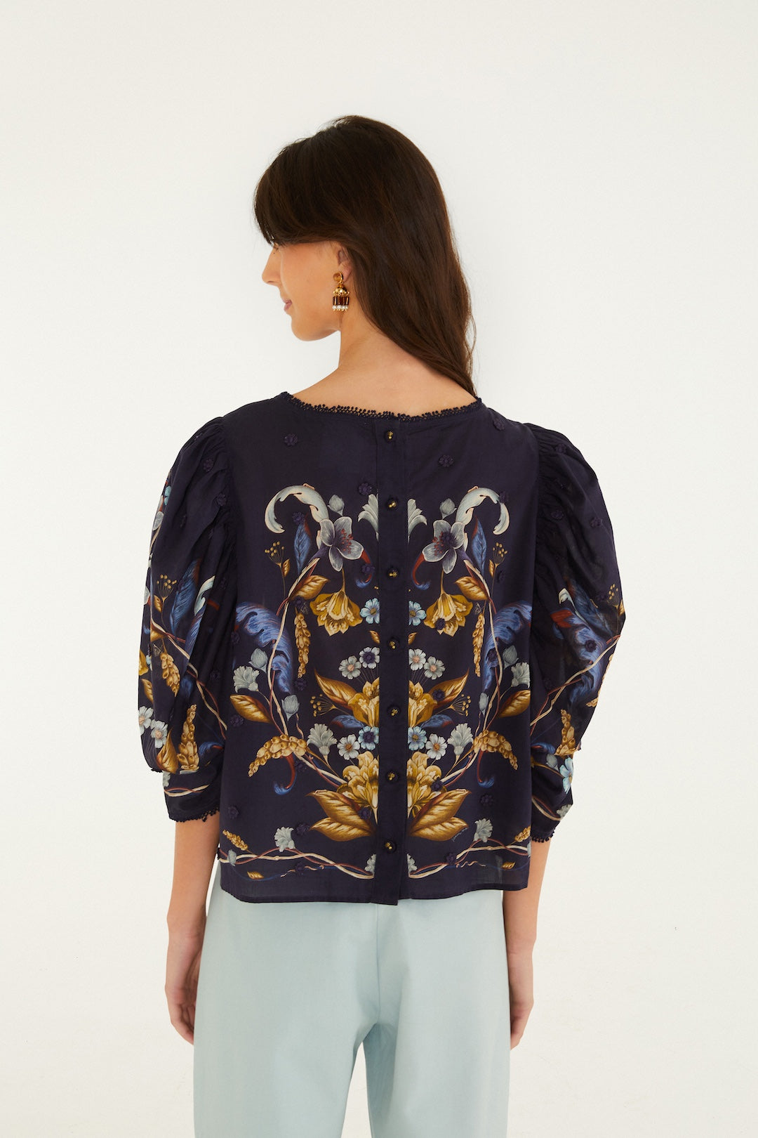 GOLDEN NATURE NAVY BLUE BLOUSE