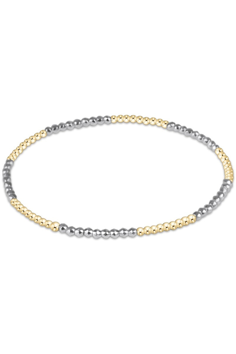 Blissful Pattern 2mm Bead Bracelet - Bright Silver Faceted Hematite