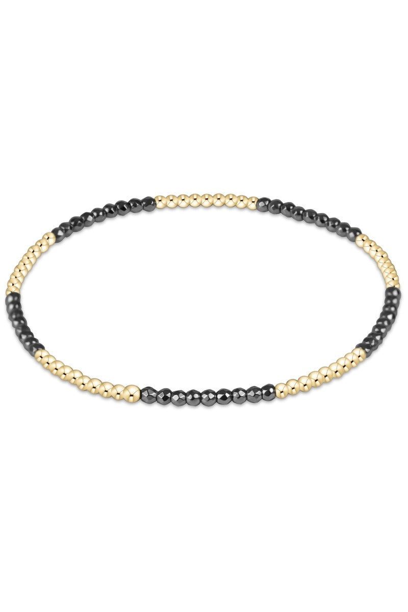 Blissful Pattern 2mm Bead Bracelet - Silver Faceted Hematite