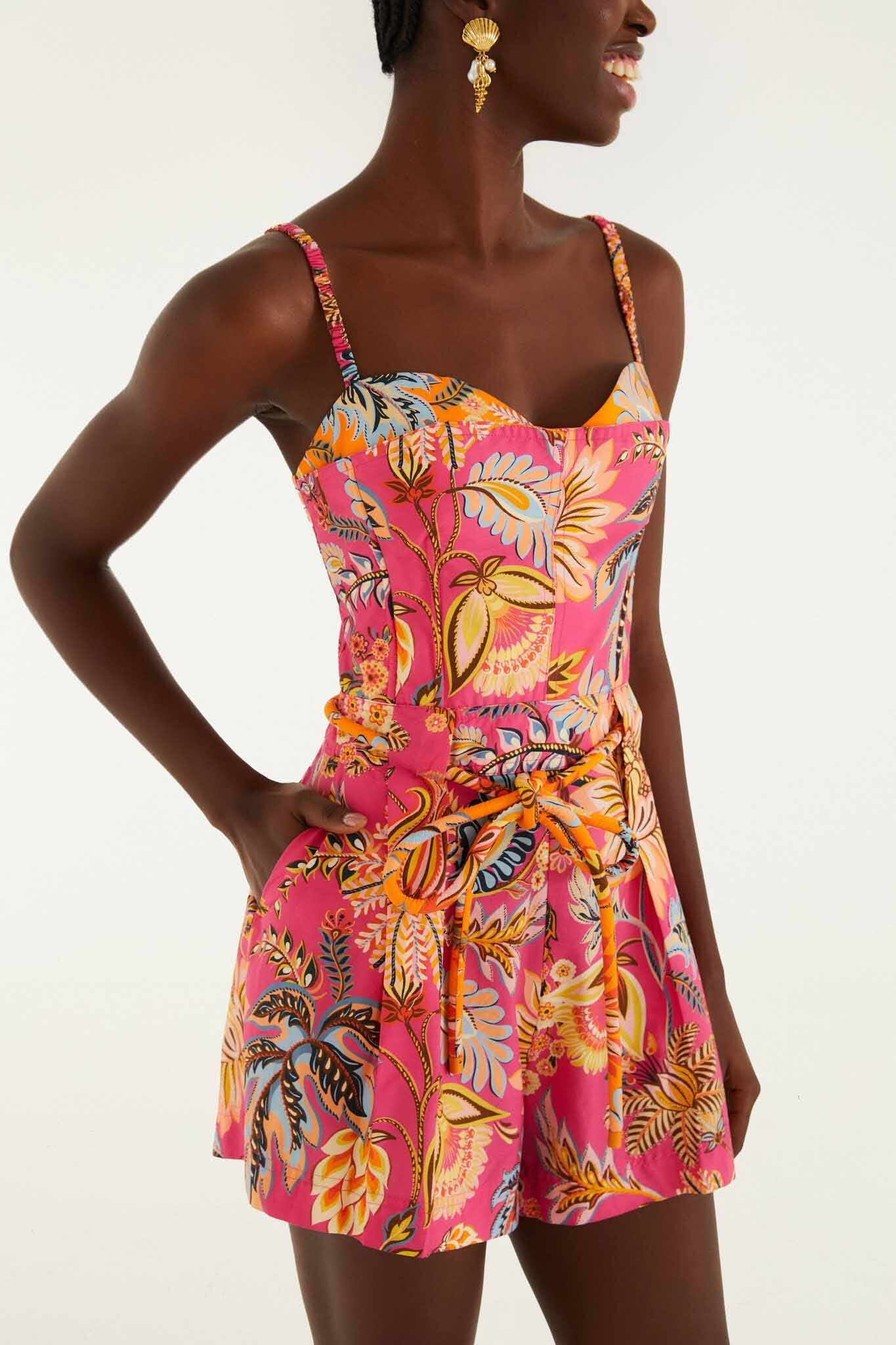 Ligia Floral Pink Mini Jumpsuit