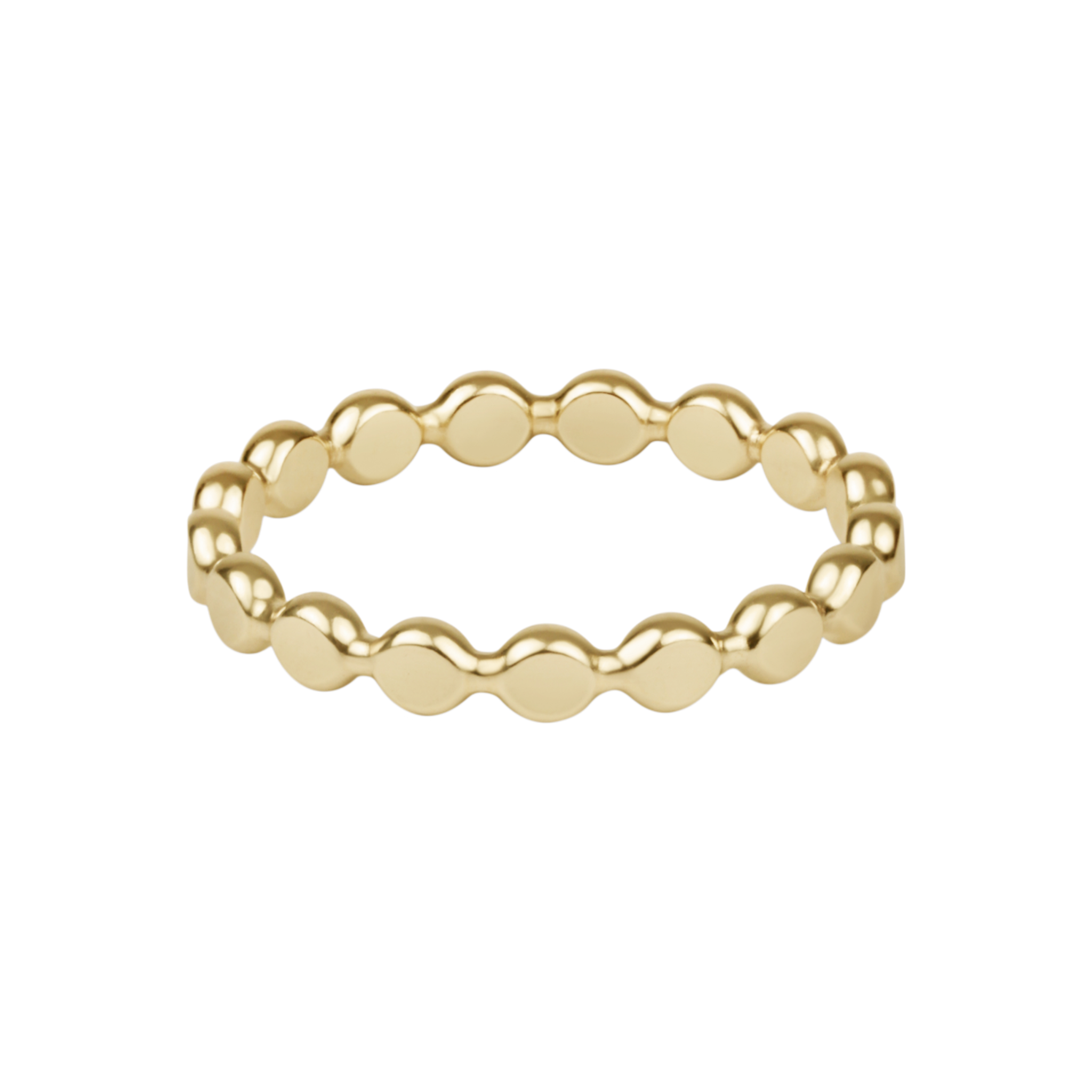 Classic Gold 2.5mm Beaded Disc Ring - Size 6