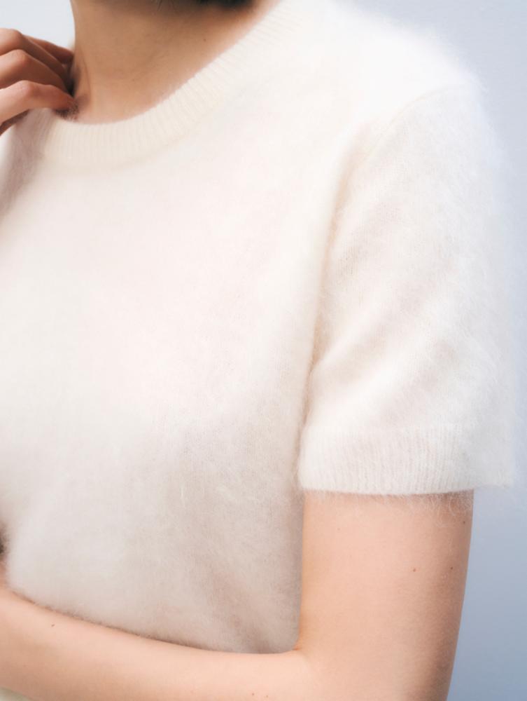 BRUSHED CASHMERE BLEND TEE