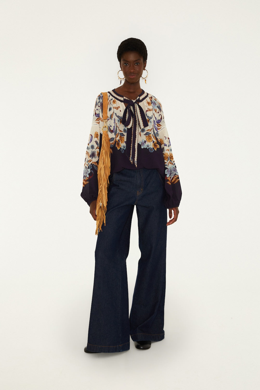 GOLDEN NATURE NAVY BLUE BLOUSE