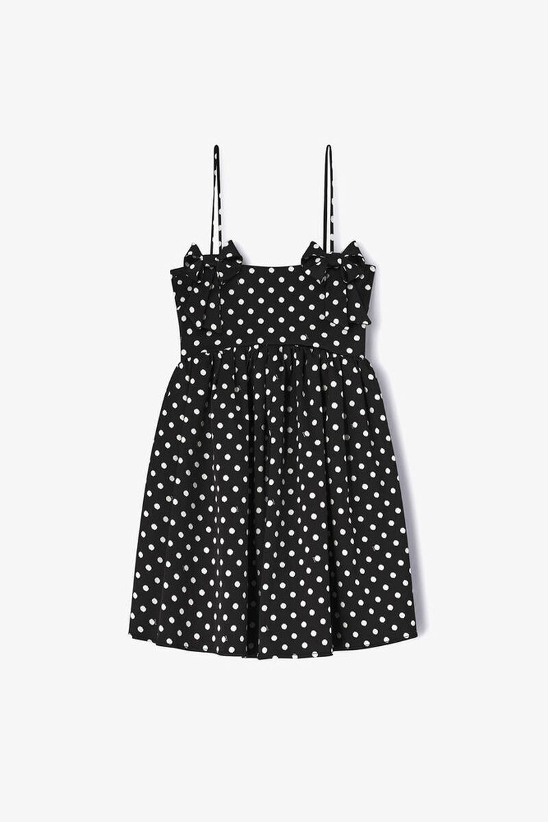 Printed Double Satin Mini Strap Dress