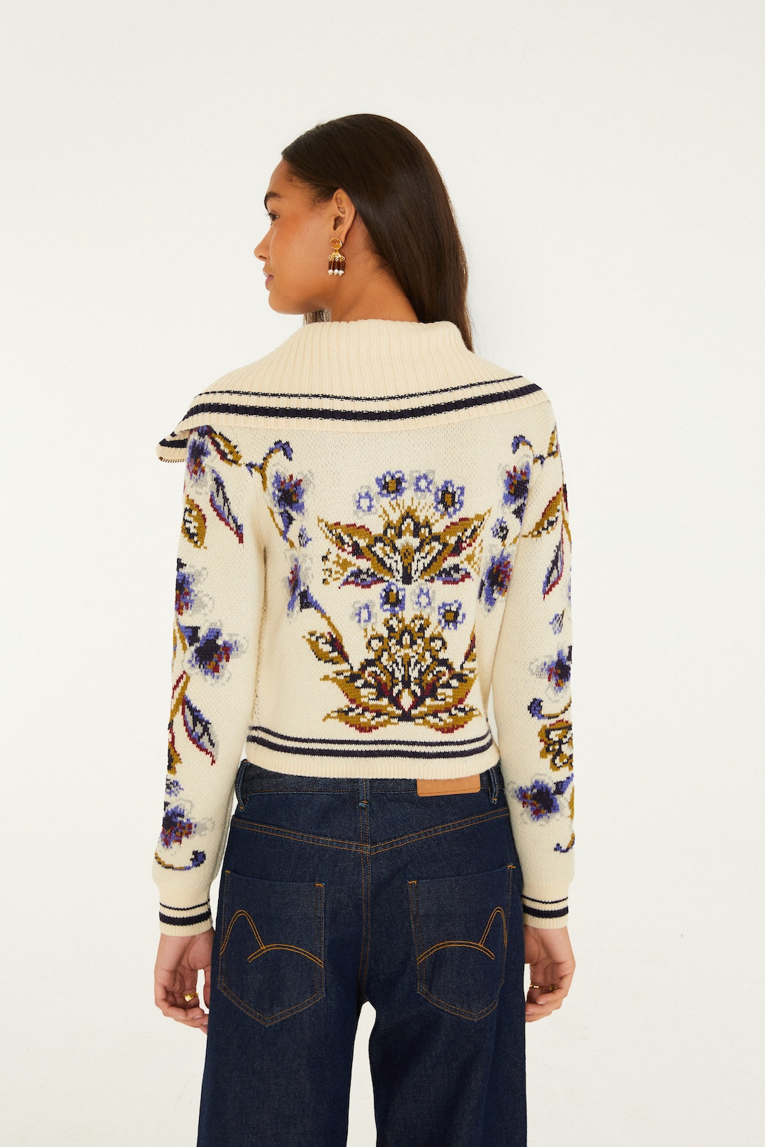 GOLDEN NATURE OFF-WHITE KNIT CARDIGAN