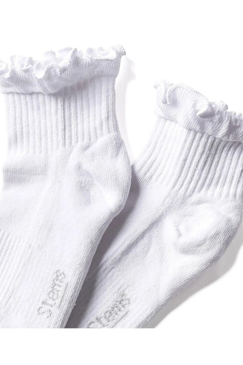 Stems Ruffle Twist Ankle Socks in White