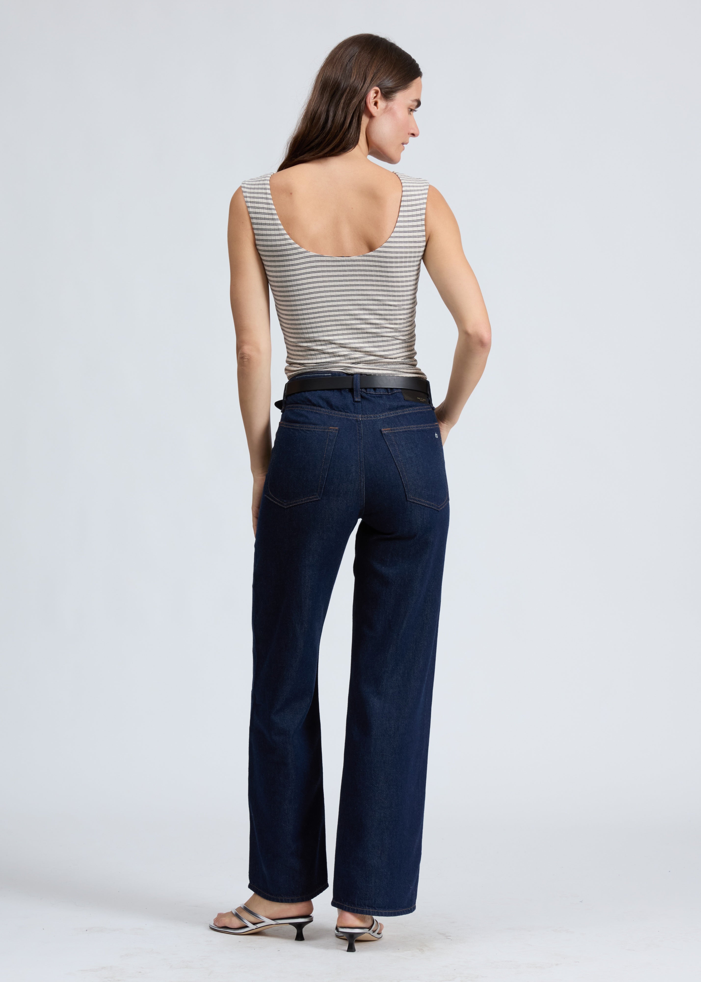 Luca Stripe Rib Open Back Tee