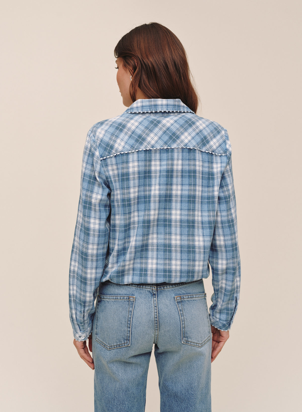 B20462-M76-012 - LONG SLEEVE PINTUCK TIE WAIST SHIRT