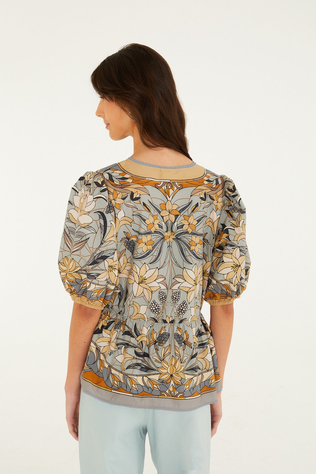 STAINED GLASS BEAUTY SOFT BLUE BLOUSE
