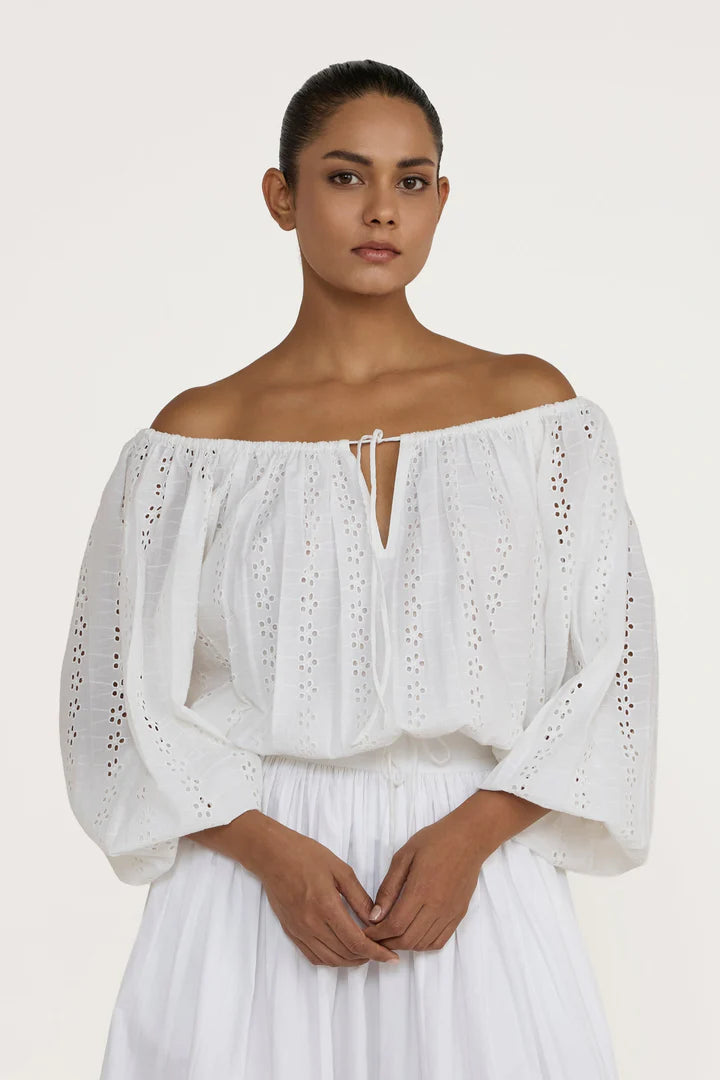 Off The Shoulder Blouse - Ivory Lace