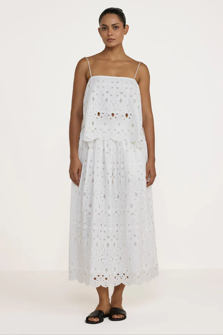 Broderie Relaxed Skirt - White