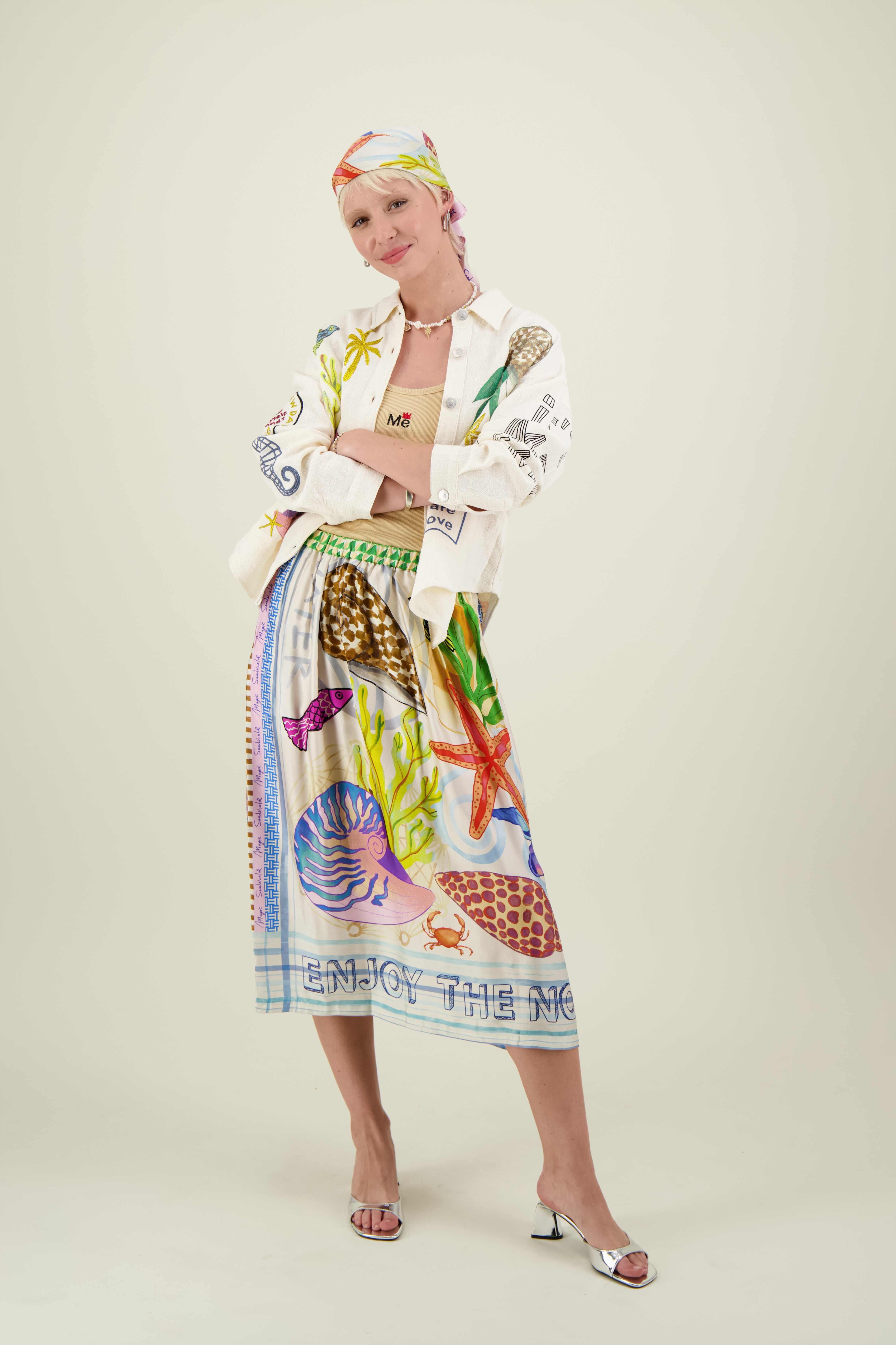 Vanessa Magic Ocean Printed Skirt