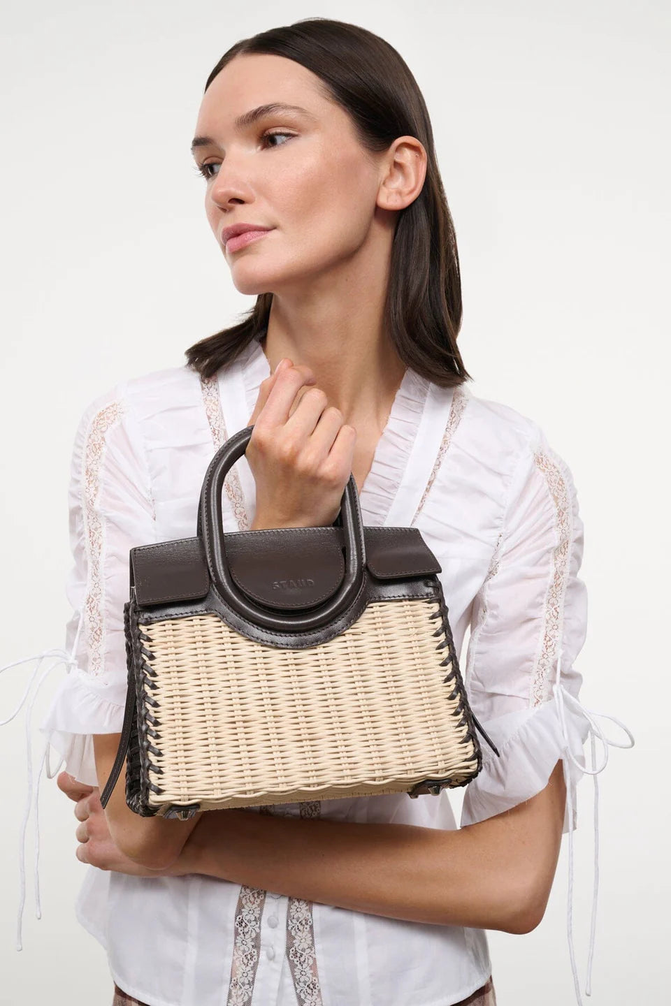 Maude Mini Wicker Carryall Natural/Espresso
