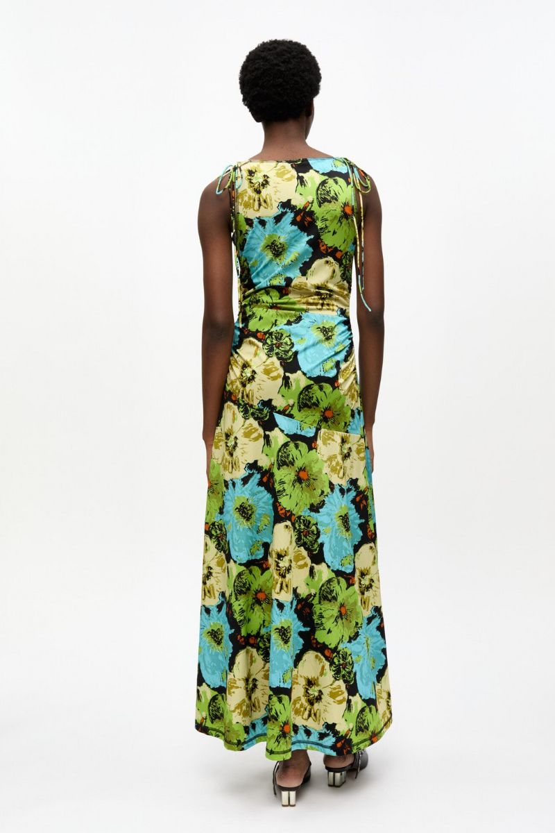 Printed Floral Lycra Jersey Gathered Dress