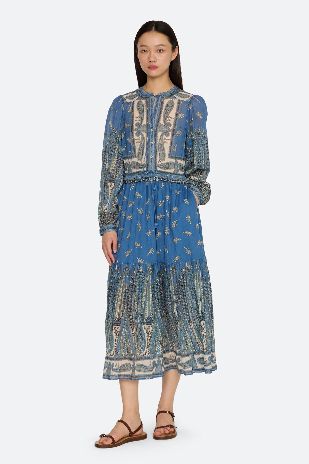 ELLERY PAISLEY L/SLV MIDI DRESS (D2)