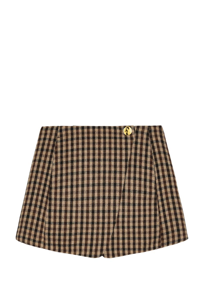 Check Wool Mix Skirt