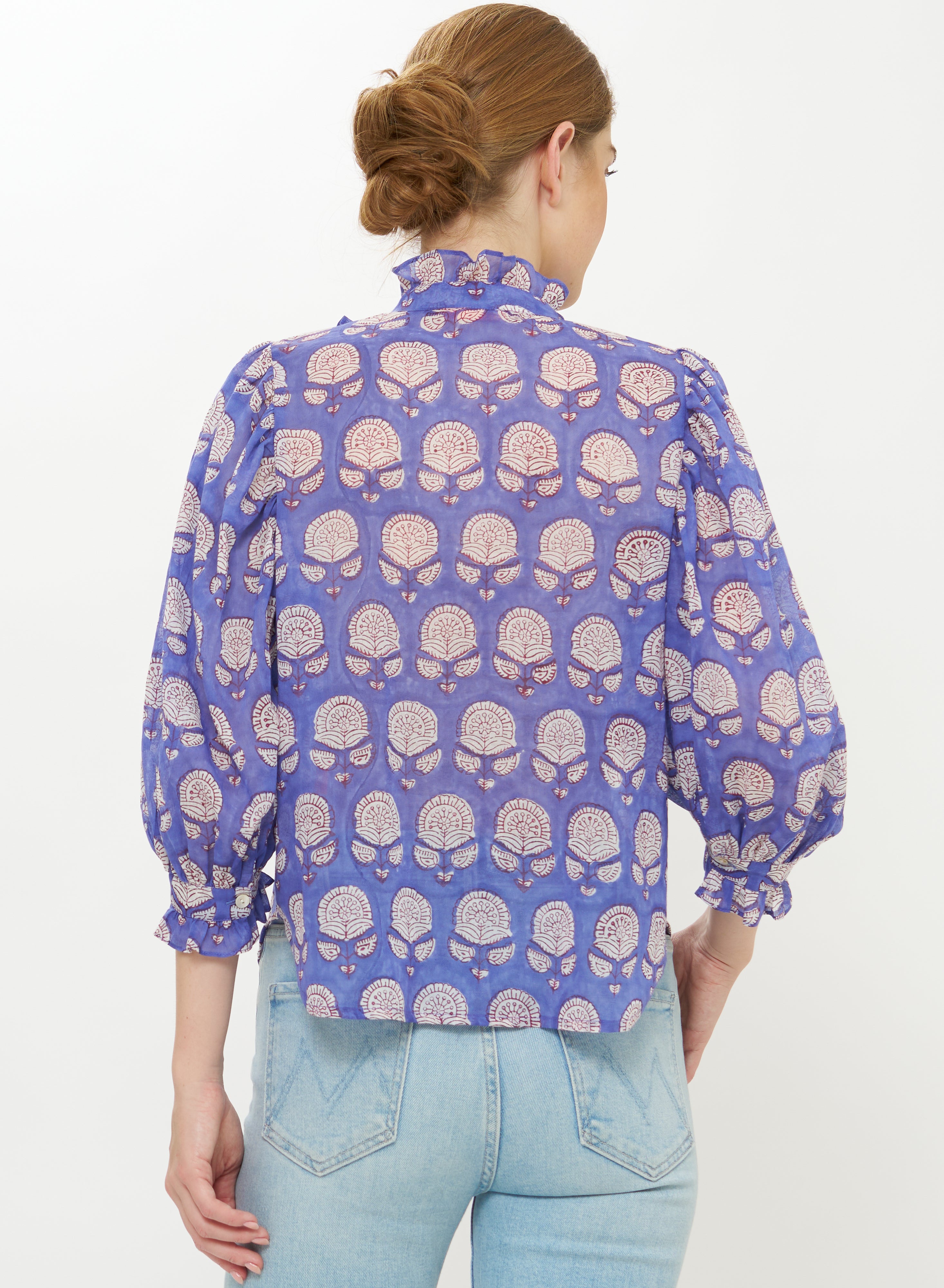 Ruffle Front Button Blouse