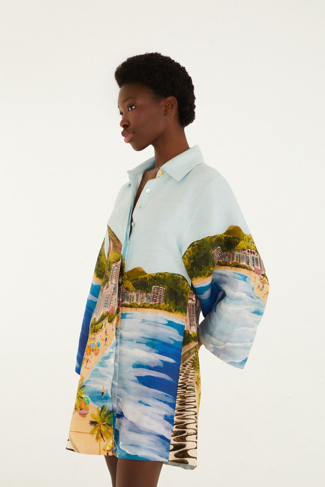 Copacabana Beach Multicolor Long Sleeve Kimono