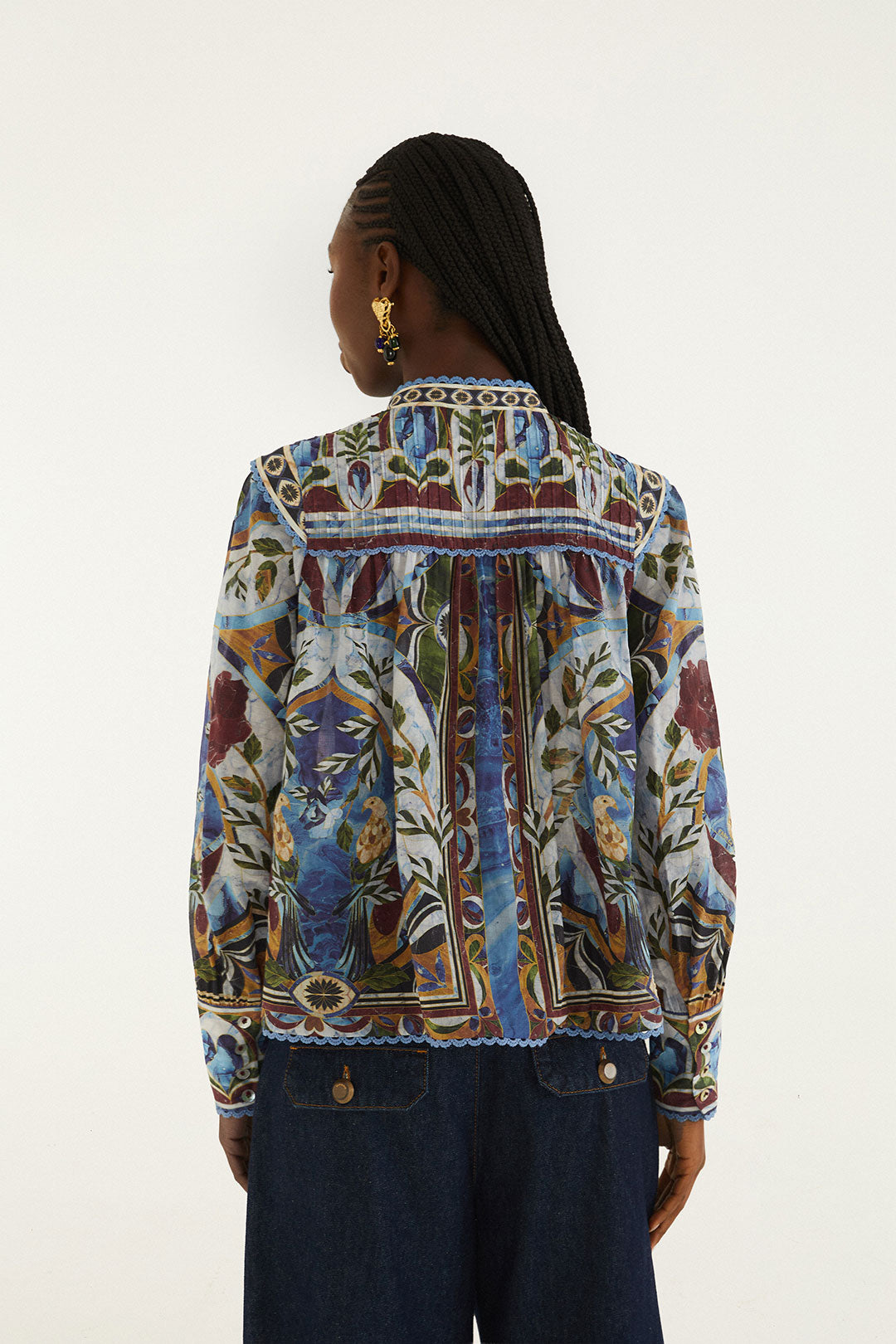 PIETRA DURA TAPESTRY BLUE BLOUSE